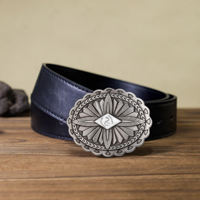 Cinturón de cuero con hebilla de tótem tribal indio para hombre, hecho a mano