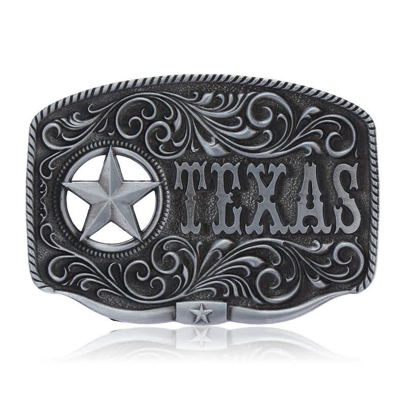 Cinturón de cuero con hebilla de pentagrama hueco de Texas para hombre hecho a mano