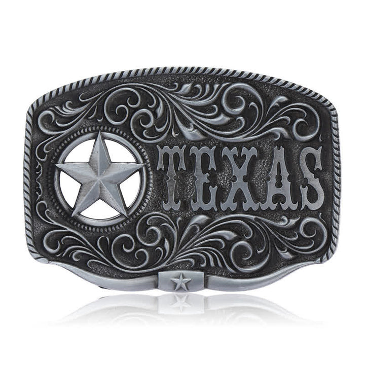 Cinturón de cuero con hebilla de pentagrama hueco de Texas para hombre hecho a mano
