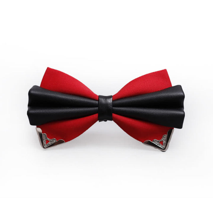 Pajarita de piel sintética de doble capa con punta dorada para hombre