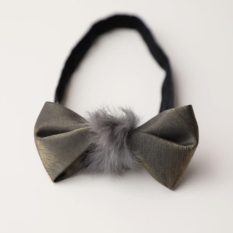 Pajarita vintage de felpa suave gris para hombre