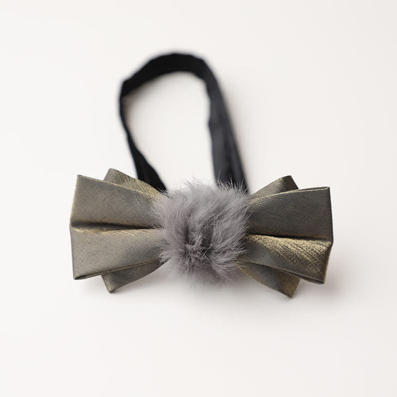 Pajarita vintage de felpa suave gris para hombre