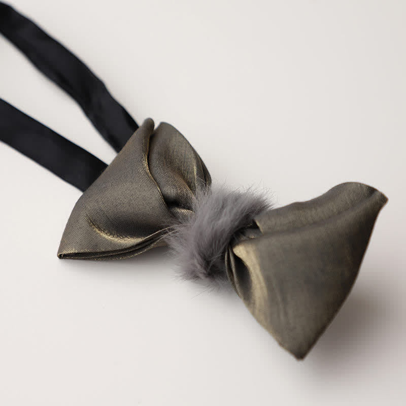 Pajarita vintage de felpa suave gris para hombre