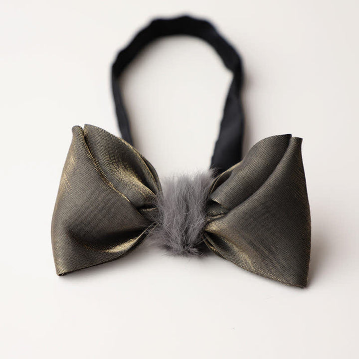 Pajarita vintage de felpa suave gris para hombre