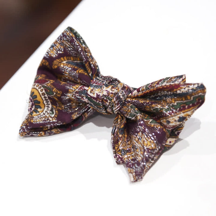 Pajarita de doble capa con estampado étnico bohemio para hombre