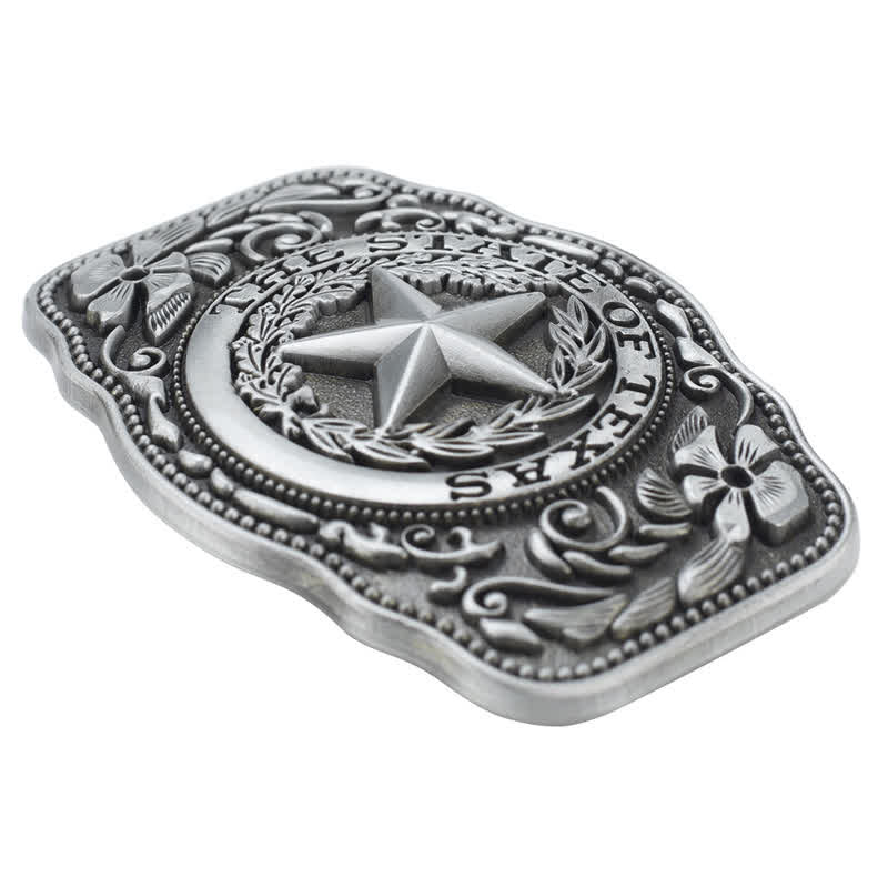 Cinturón de cuero con hebilla del estado de Texas de cinco estrellas para hombre hecho a mano