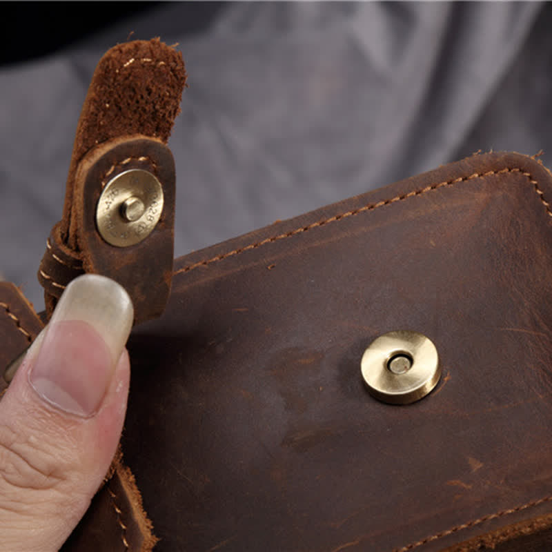 Riñonera de cuero con gancho para colgar en la cintura para viajes