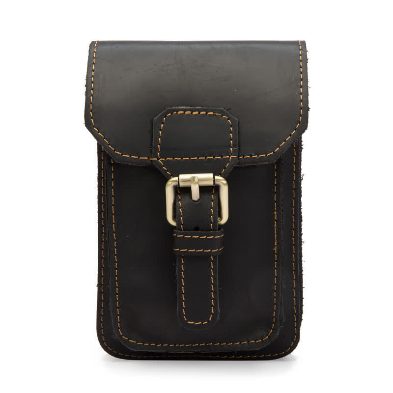 Riñonera de cuero con gancho para colgar en la cintura para viajes