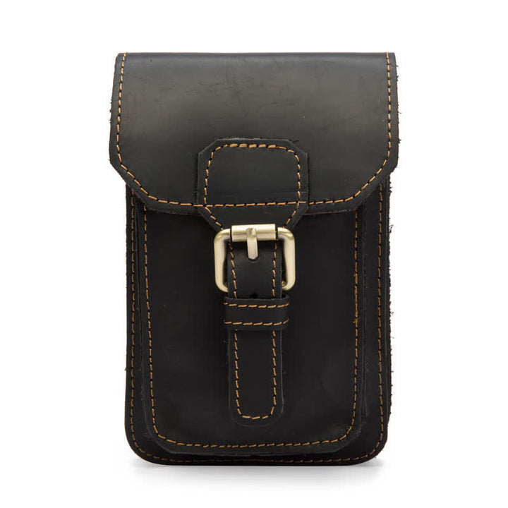 Riñonera de cuero con gancho para colgar en la cintura para viajes