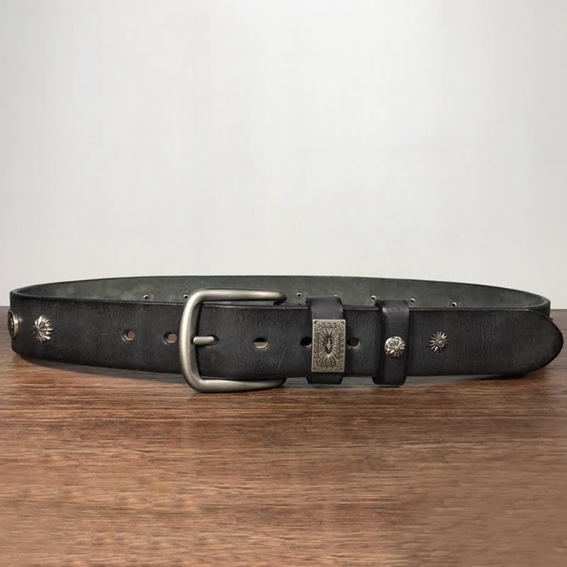 Cinturón de cuero para jeans estilo casual con tachuelas y remaches de metal estilo retro
