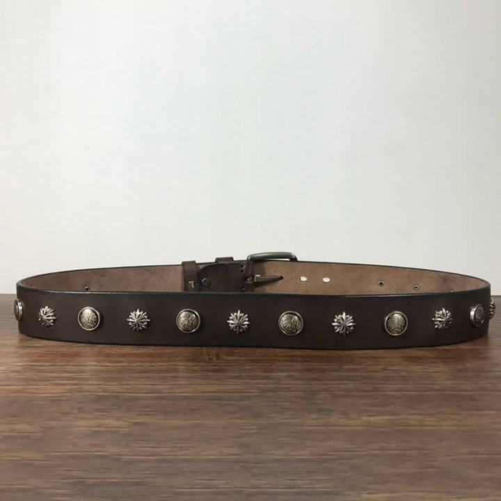 Cinturón de cuero para jeans estilo casual con tachuelas y remaches de metal estilo retro
