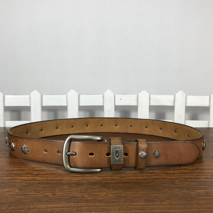 Cinturón de cuero para jeans estilo casual con tachuelas y remaches de metal estilo retro