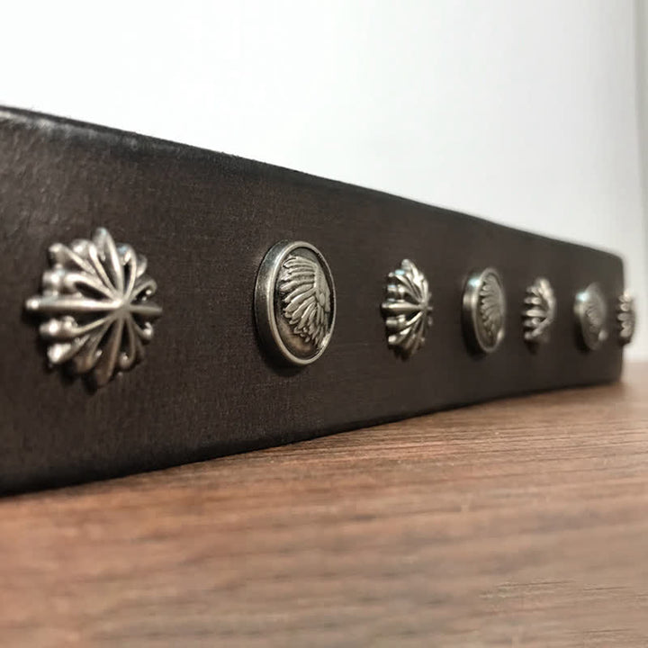 Cinturón de cuero para jeans estilo casual con tachuelas y remaches de metal estilo retro