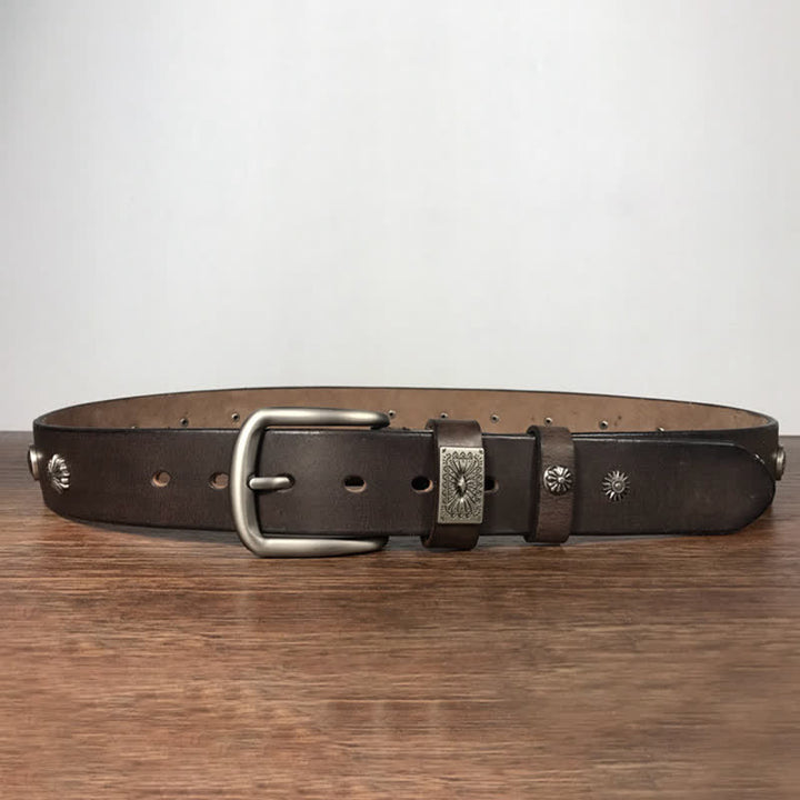 Cinturón de cuero para jeans estilo casual con tachuelas y remaches de metal estilo retro