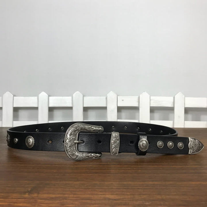 Cinturón de cuero con tachuelas y remaches redondos decorativos con personalidad