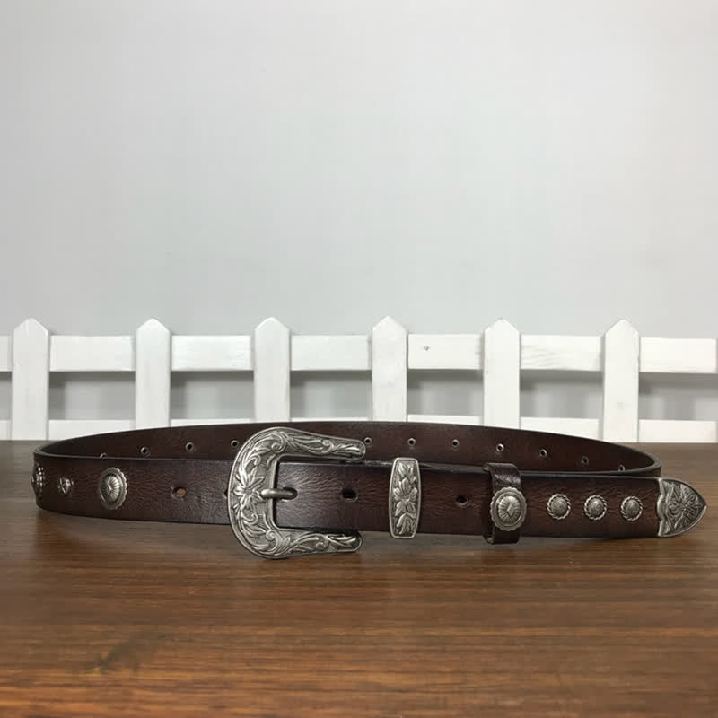 Cinturón de cuero con tachuelas y remaches redondos decorativos con personalidad