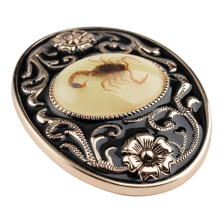 Cinturón de cuero con hebilla de escorpión luminoso y decorativo para hombre hecho a mano