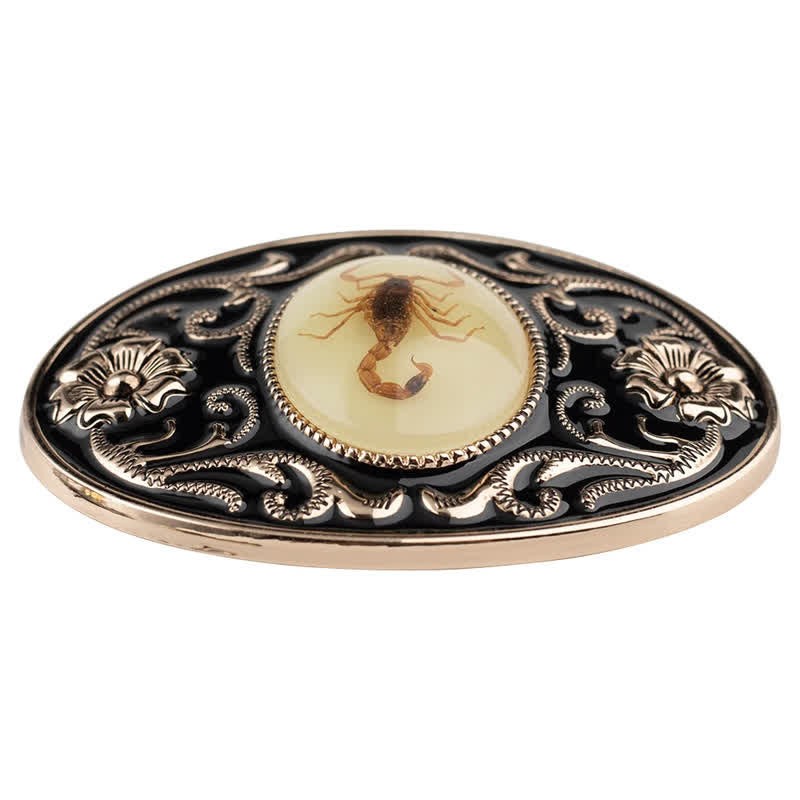 Cinturón de cuero con hebilla de escorpión luminoso y decorativo para hombre hecho a mano