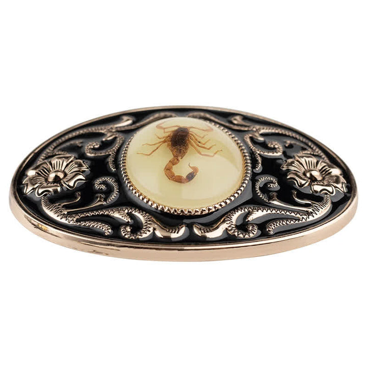 Cinturón de cuero con hebilla de escorpión luminoso y decorativo para hombre hecho a mano