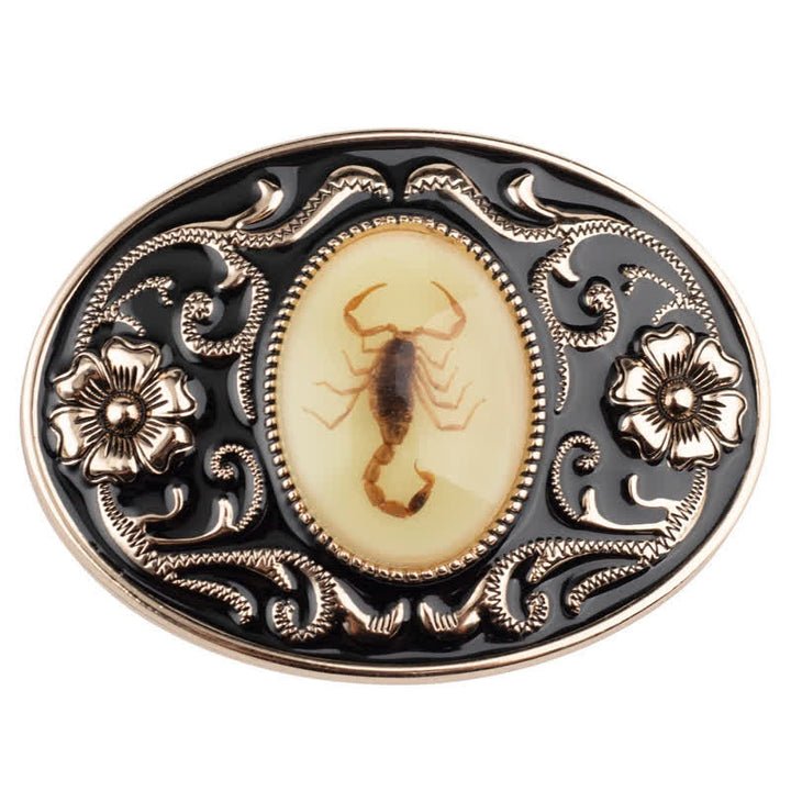 Cinturón de cuero con hebilla de escorpión luminoso y decorativo para hombre hecho a mano