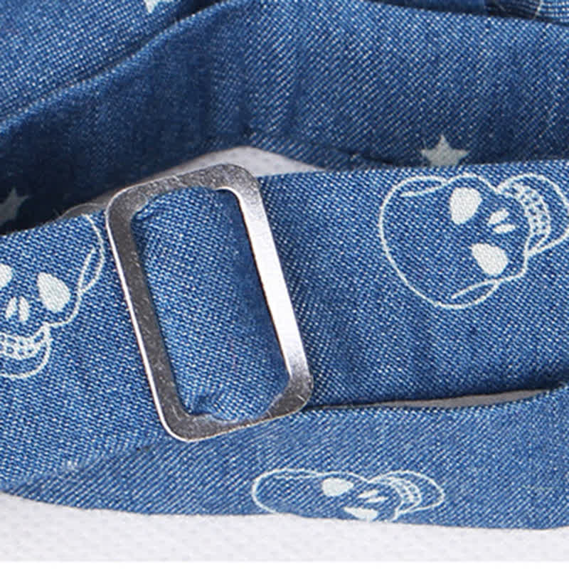 Pajarita de algodón con estampado de calavera y espina de pez azul estilo británico para hombre