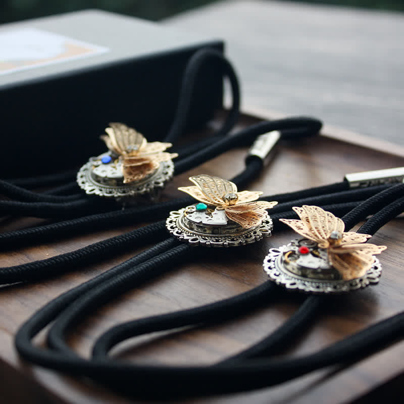 Corbata Bolo con colgante de mariposa 3D Steampunk
