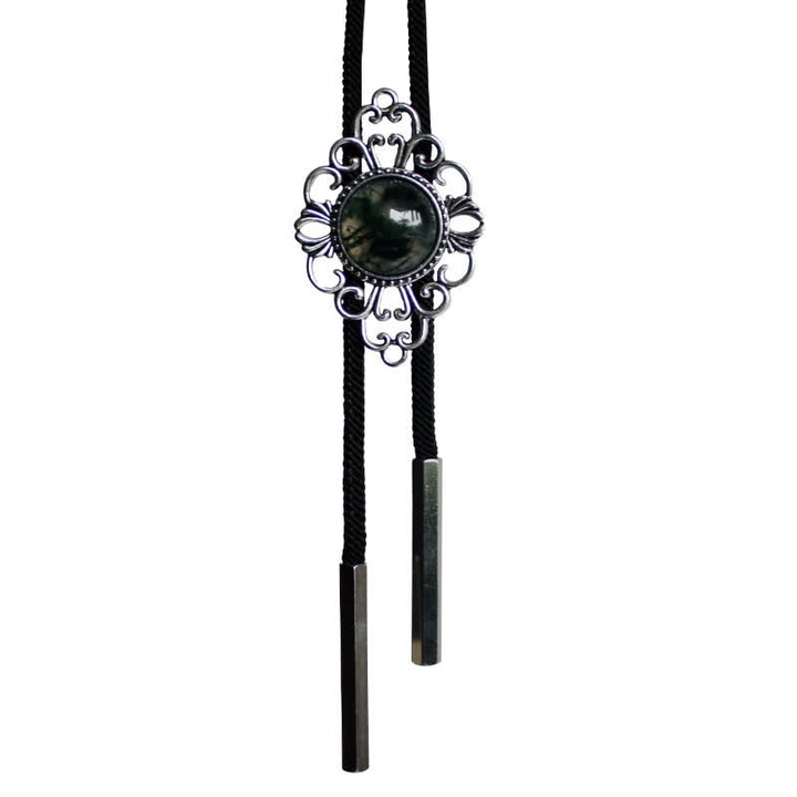 Corbata de bolo con colgante de medallón de piedra de arte único