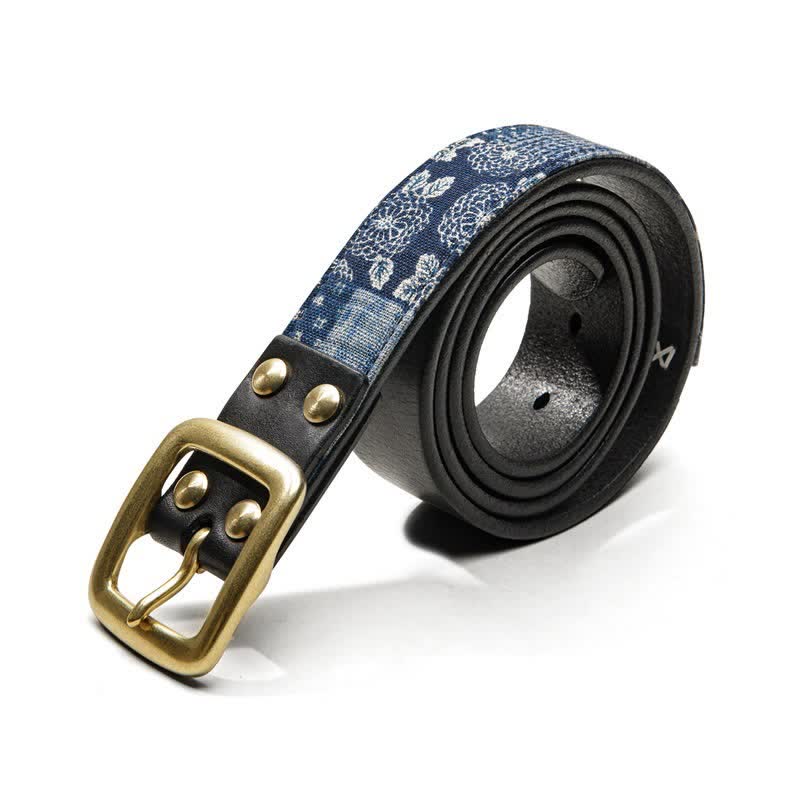 Cinturón de cuero con estampado floral antiguo estilo retro para hombre