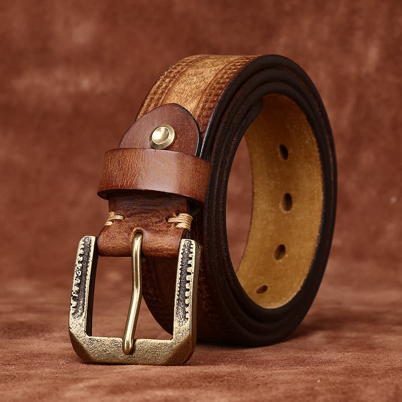 Cinturón de cuero estilo jean estilo casual desgastado estilo retro para hombre