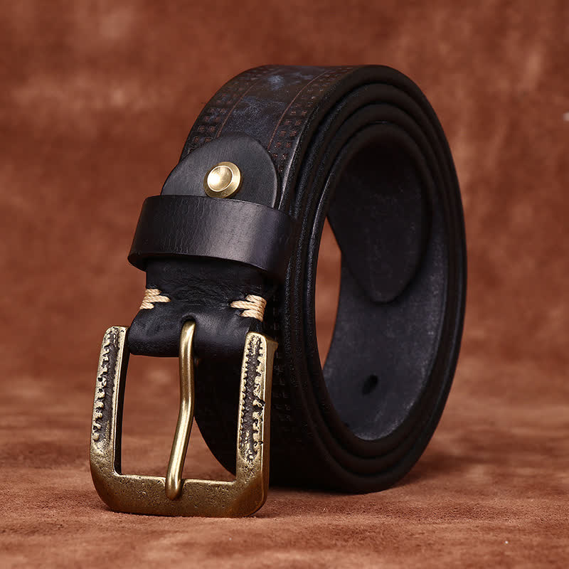 Cinturón de cuero estilo jean estilo casual desgastado estilo retro para hombre