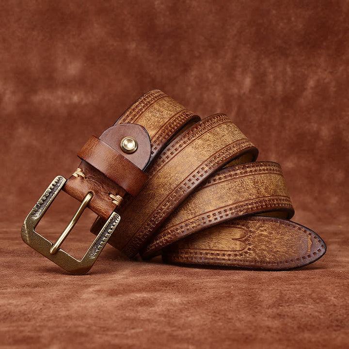 Cinturón de cuero estilo jean estilo casual desgastado estilo retro para hombre