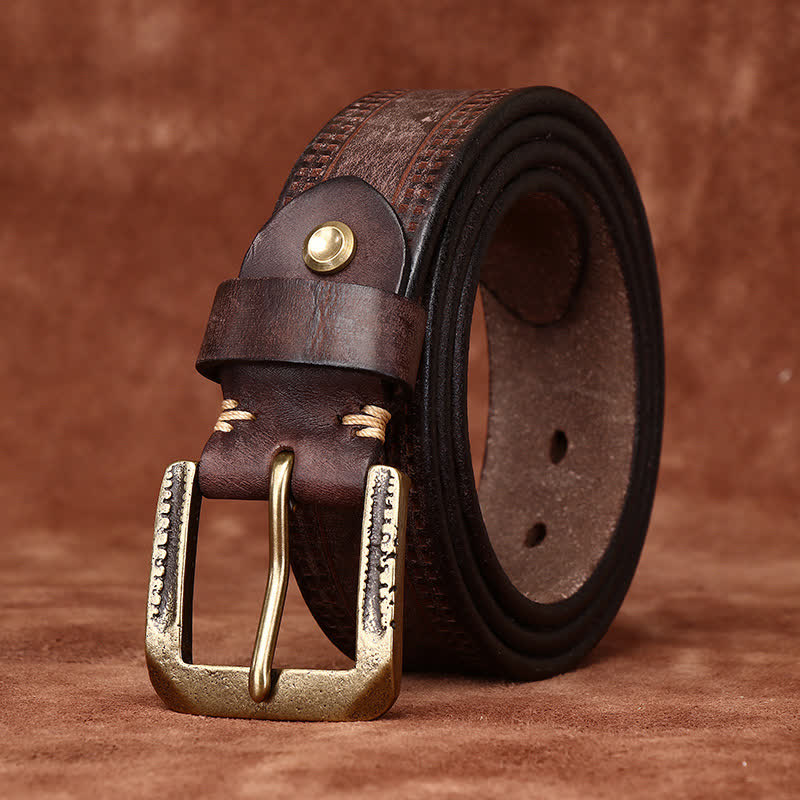 Cinturón de cuero estilo jean estilo casual desgastado estilo retro para hombre