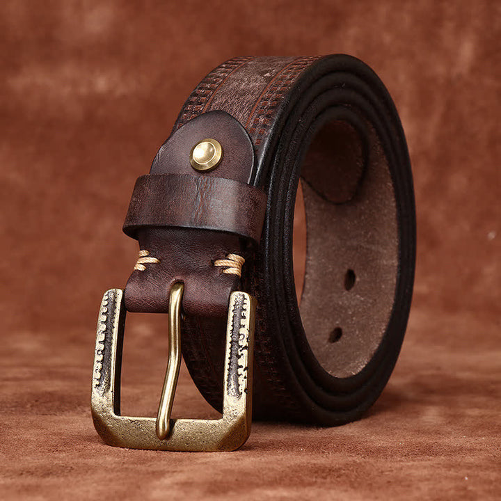 Cinturón de cuero estilo jean estilo casual desgastado estilo retro para hombre