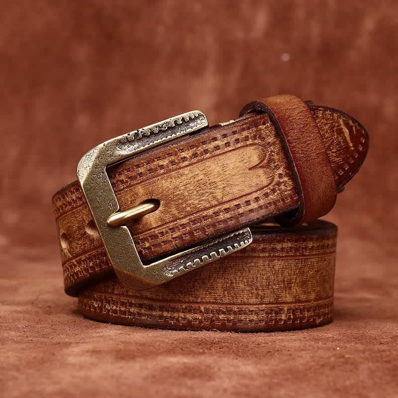 Cinturón de cuero estilo jean estilo casual desgastado estilo retro para hombre