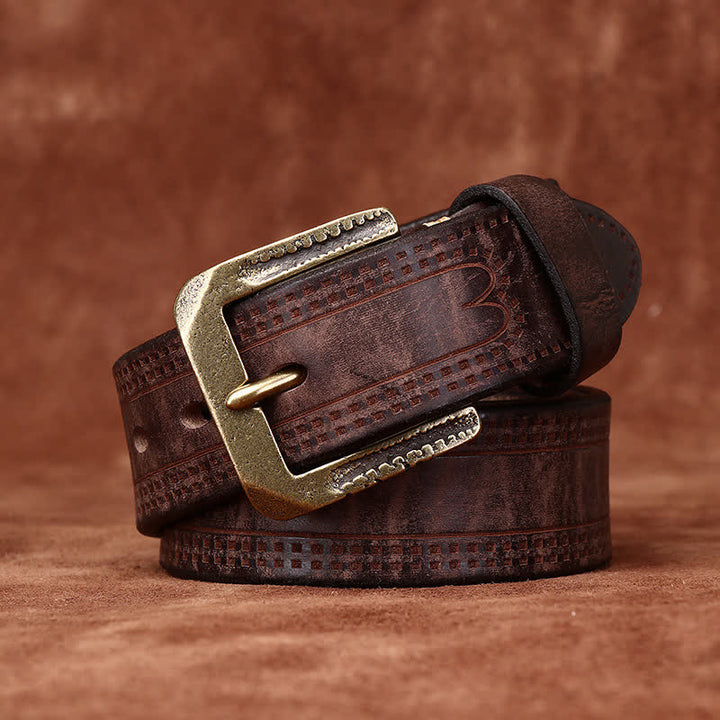 Cinturón de cuero estilo jean estilo casual desgastado estilo retro para hombre