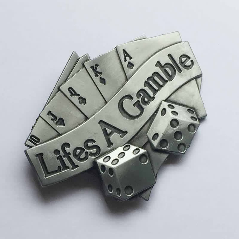 Cinturón de cuero con hebilla de póquer DIY Life's A Gamble para hombres