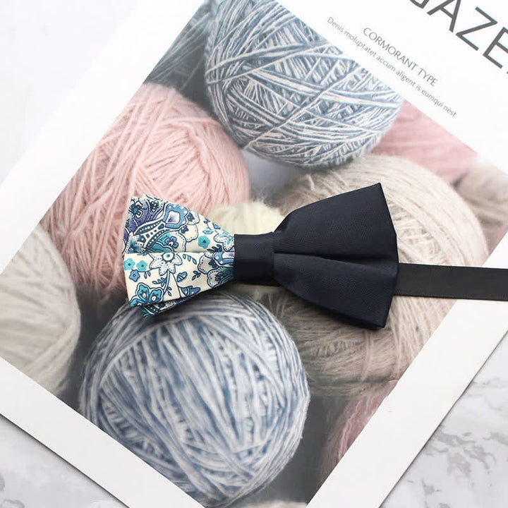 Pajarita negra con estampado paisley y empalmes para hombre