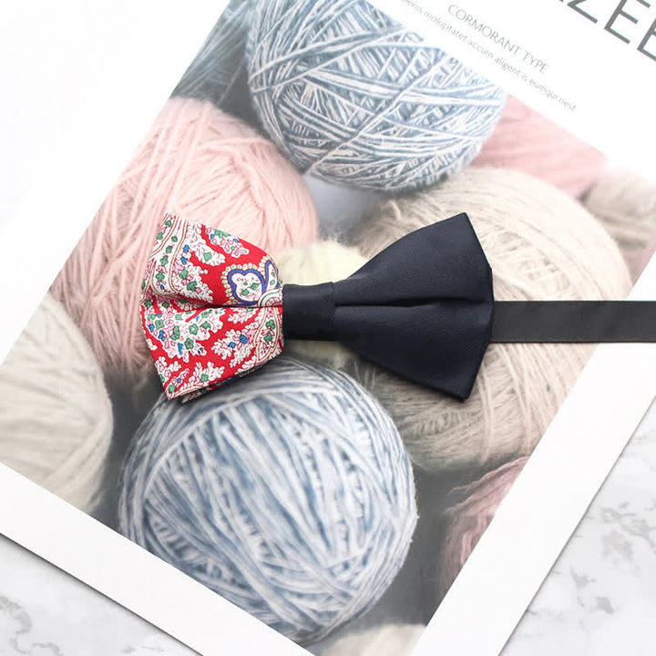 Pajarita negra con estampado paisley y empalmes para hombre