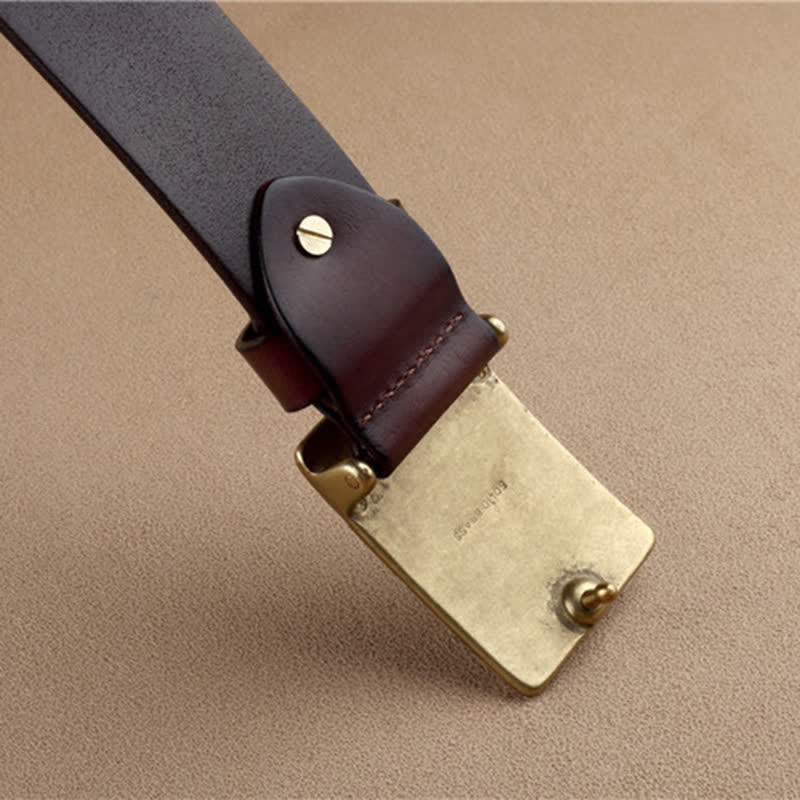 Cinturón de cuero con diseño geométrico a cuadros para hombre