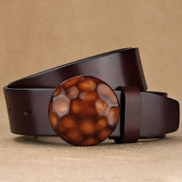 Cinturón de cuero con hebilla redonda 3D de diseño exclusivo para hombre
