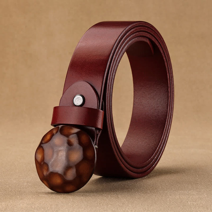 Cinturón de cuero con hebilla redonda 3D de diseño exclusivo para hombre