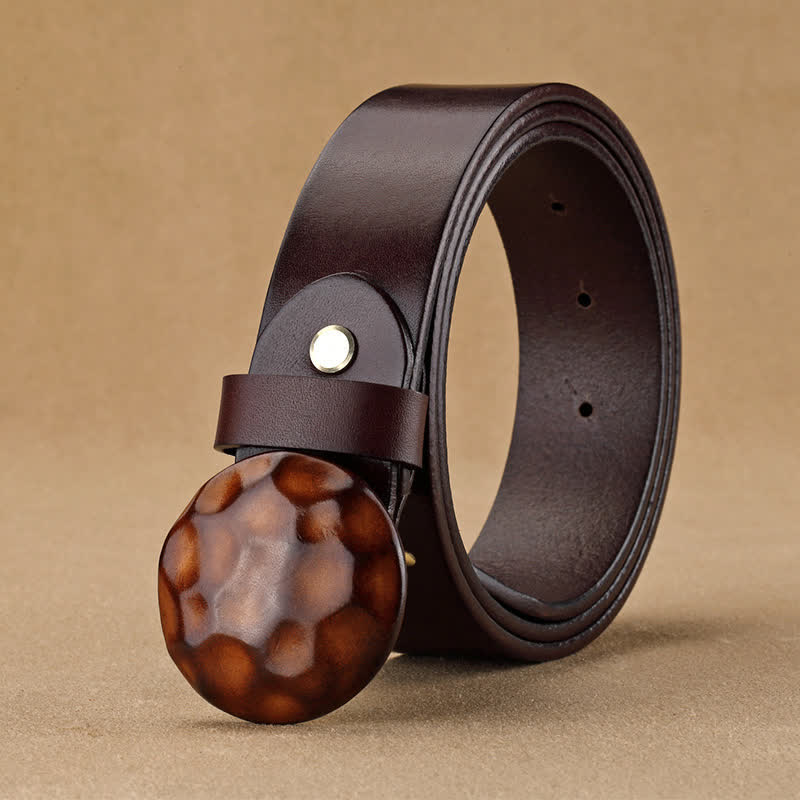Cinturón de cuero con hebilla redonda 3D de diseño exclusivo para hombre