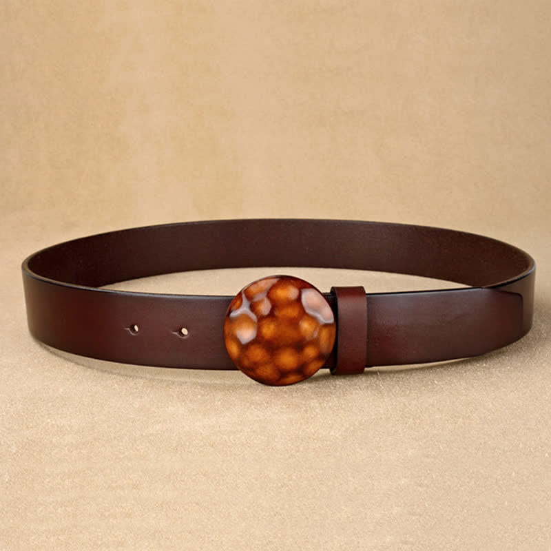 Cinturón de cuero con hebilla redonda 3D de diseño exclusivo para hombre