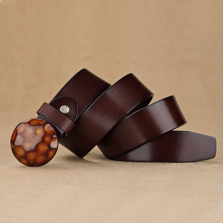 Cinturón de cuero con hebilla redonda 3D de diseño exclusivo para hombre