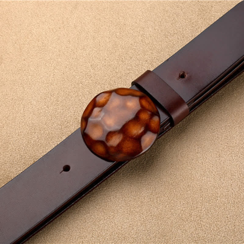 Cinturón de cuero con hebilla redonda 3D de diseño exclusivo para hombre