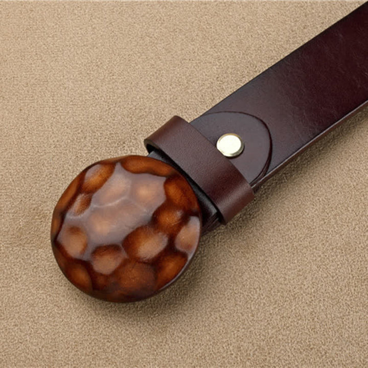 Cinturón de cuero con hebilla redonda 3D de diseño exclusivo para hombre