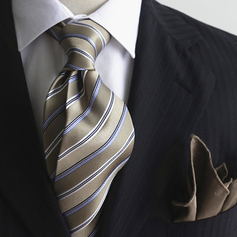 Corbata clásica de seda auténtica con rayas anchas para hombre