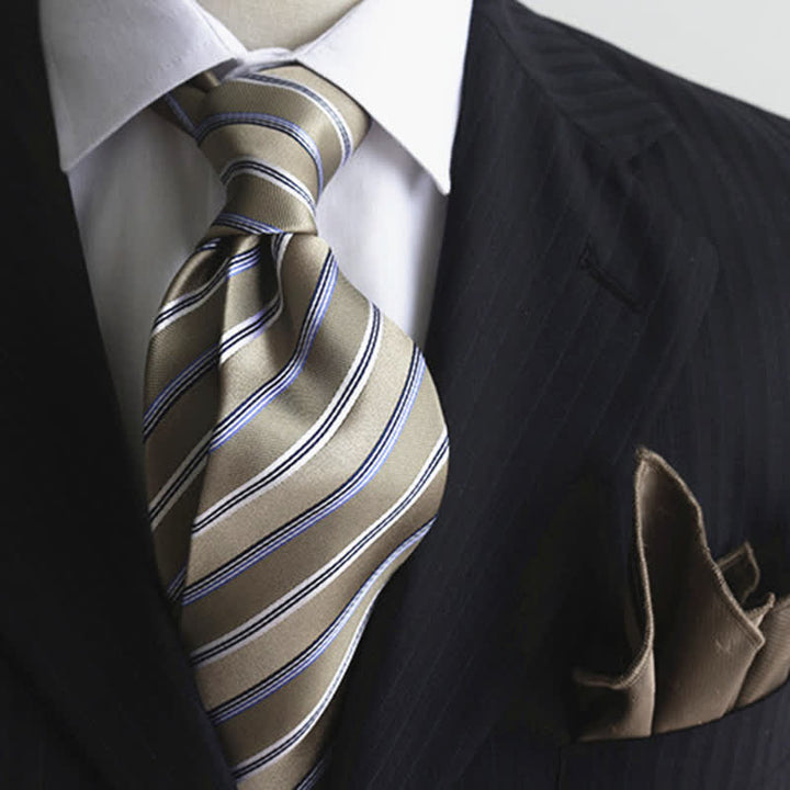 Corbata clásica de seda auténtica con rayas anchas para hombre