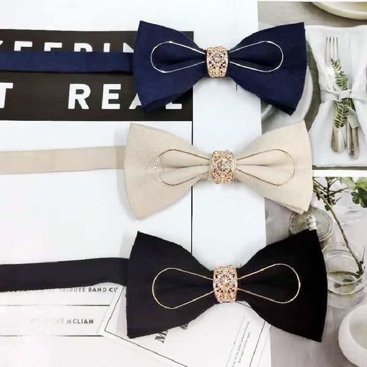 Pajarita para traje de novio formal con decoración dorada para hombre