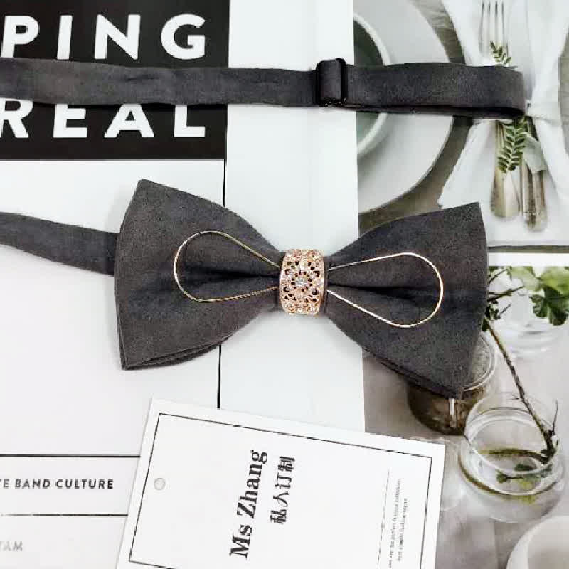 Pajarita para traje de novio formal con decoración dorada para hombre